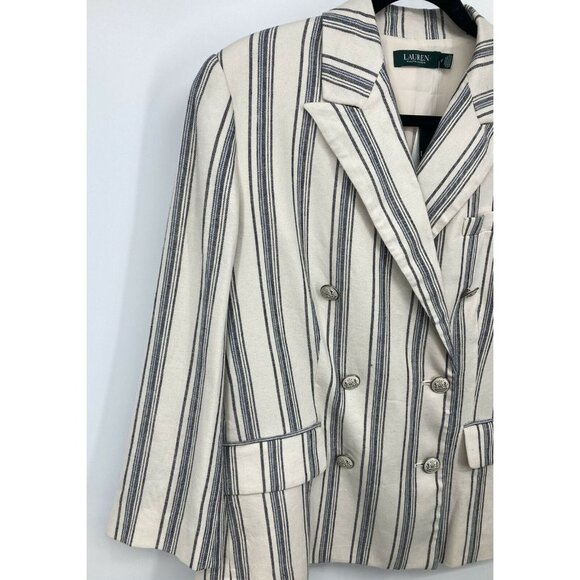Ralph Lauren Blazer Jacket Size 12 Ivory Blue New - Picture 3 of 12